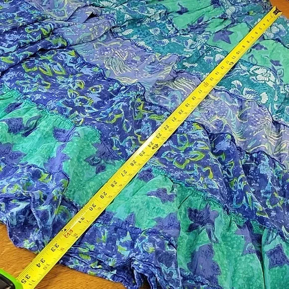 Jane Ashley Vintage 100% Cotton Tiered Multicolor Maxi Skirt - Size Large - Picture 6 of 11